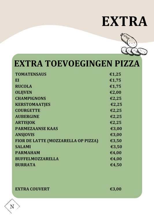Extra toevoegingen Pizza